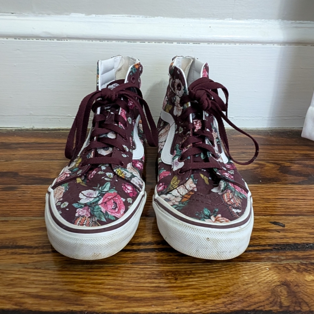 Girls SK8 Hi Zip Floral Vans